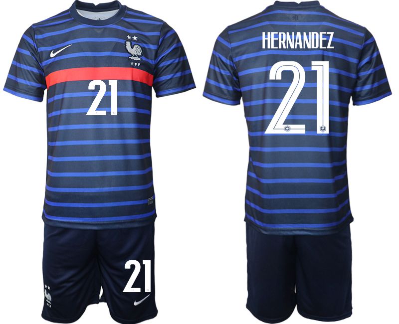 Men 2020-2021 European Cup France home blue #21 Soccer Jersey